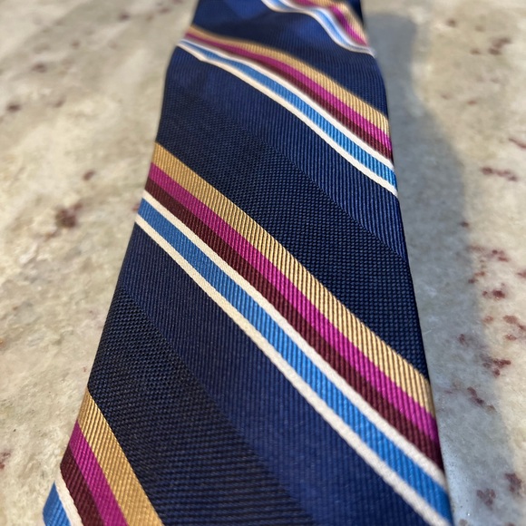Wurkin Stiffs Navy Tie with Multicolor Stripes - Picture 3 of 3